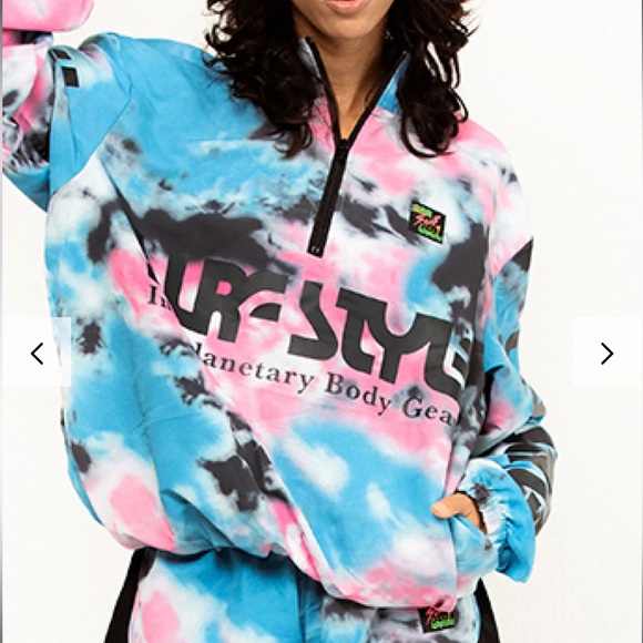 NWOT surfstyle tie dye quarter zip windbreaker size large - Picture 2 of 5